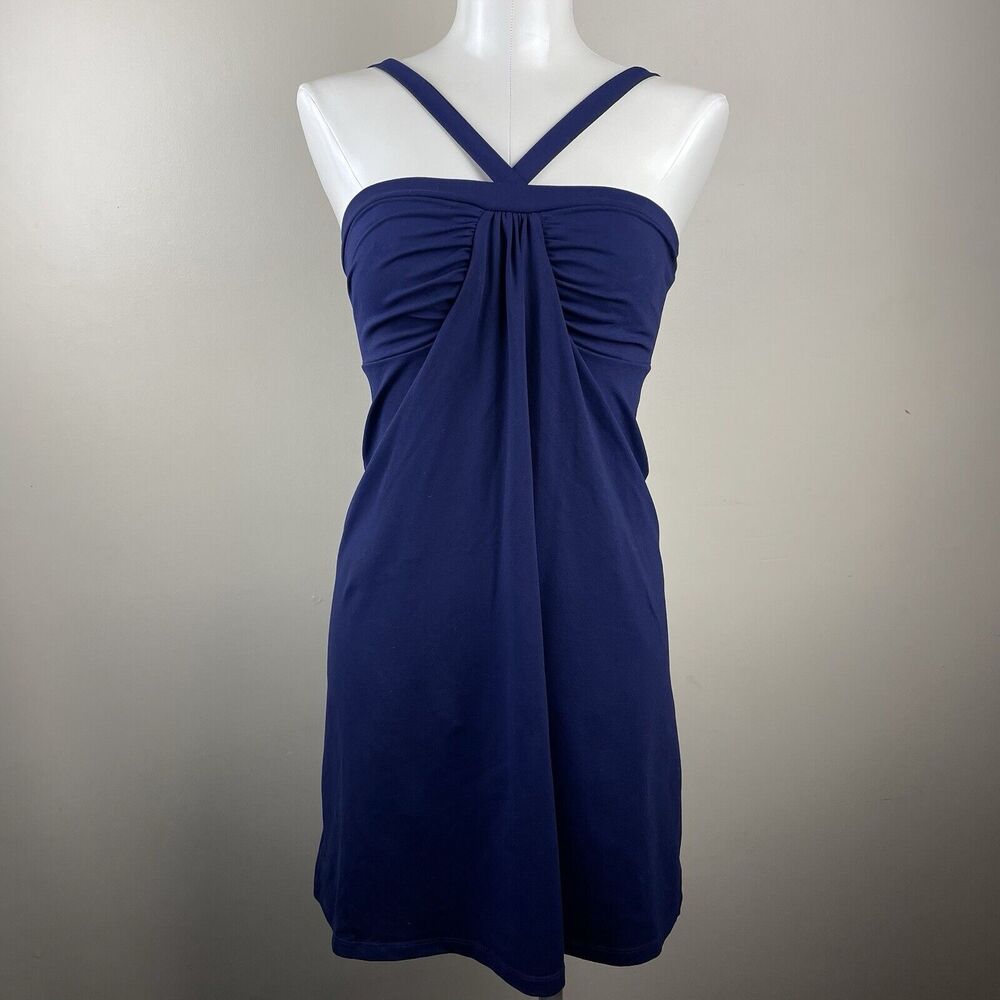 Susan Monaco Retro Y2K 90s minimalism party Style Navy blue Mini Halter Dress